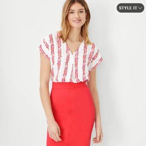 Ann Taylor | NWOT Floral Mixed Media Pleat Front Top